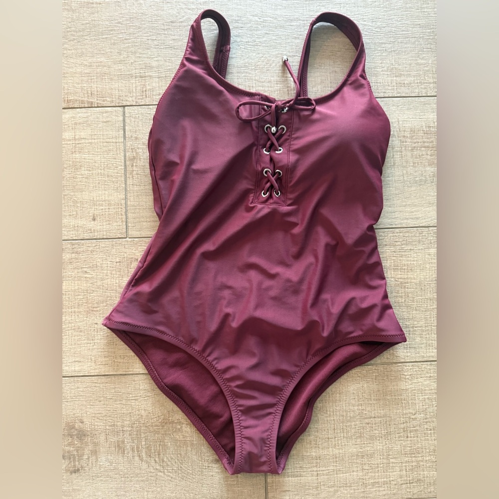 Mossimo Supply Co. Maroon Swimwear tie front one piece large